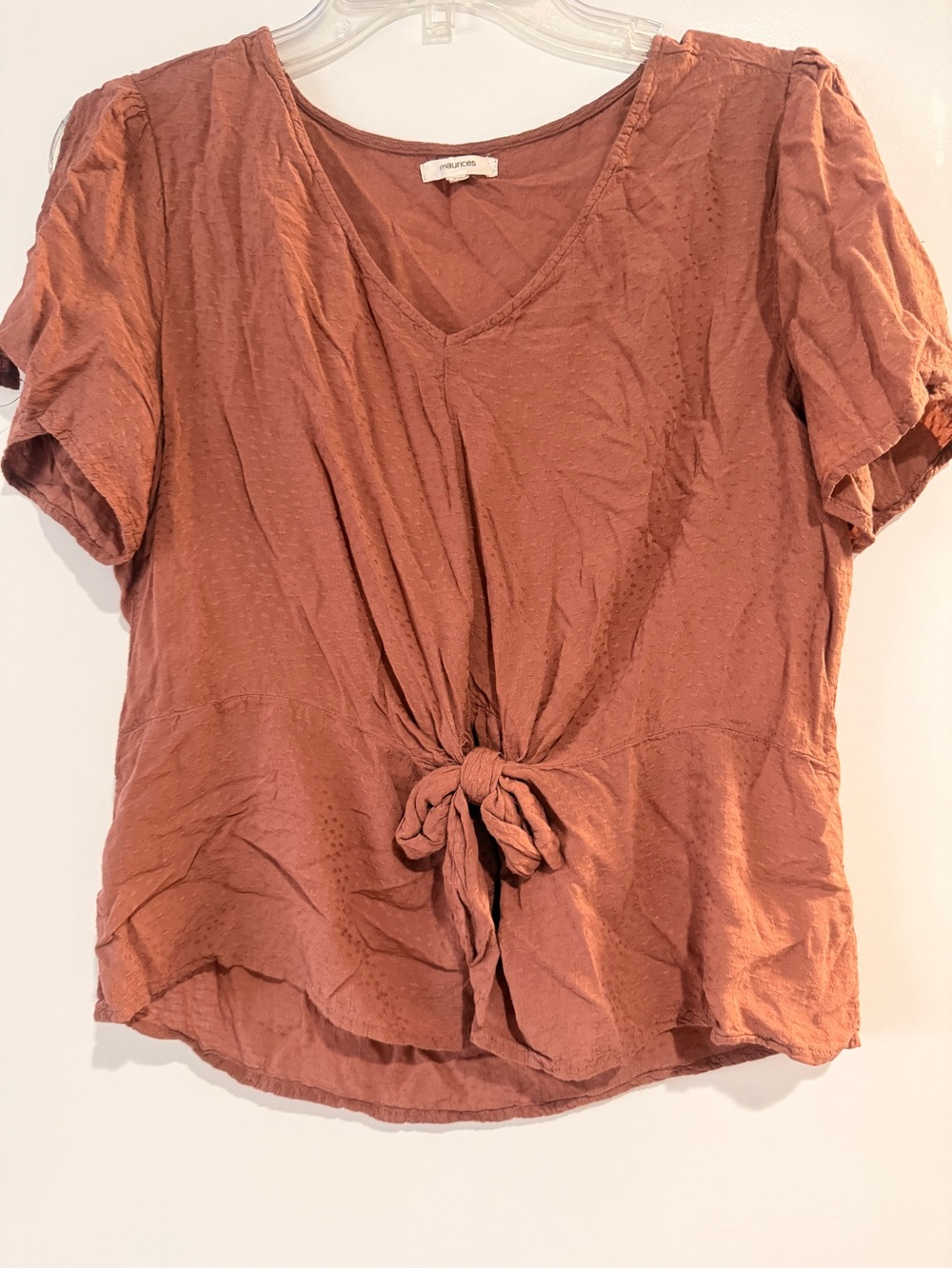 Maurices Rust Tie-Front V-Neck Crop Top